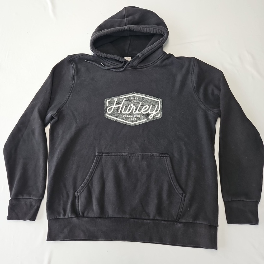 Hurley Hoodie Men's Size L Black Pullover Surf Co Sweatshirt Casual‎